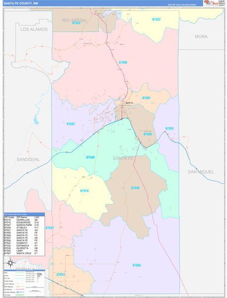 Santa Fe County Digital Map Color Cast Style